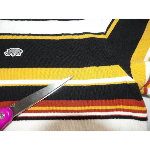 Ecko Unltd. Shirt XL Polo Collared Striped Black Yellow White Y2K Hip Hop Rhino - Picture 6 of 14